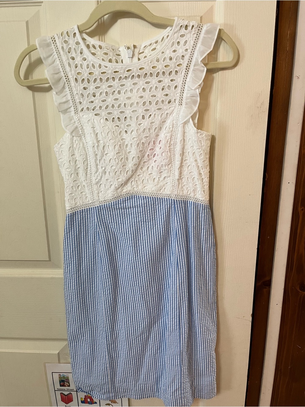Lilly Pulitzer White Eyelet & Light Blue Striped Sundress